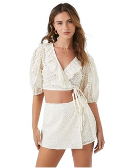 Buy Floral Eyelet Mini Wrap Skort in Egypt