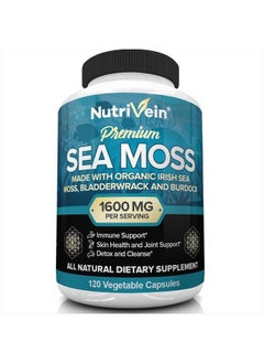 Buy Organic Sea Moss 1600mg Plus Bladderwrack & Burdock - 120 Capsules - Prebiotic Super Food Boosts The Immune System & Digestive Health - Thyroid, Healthy Skin, Keto Detox, Gut, Joint Support in UAE