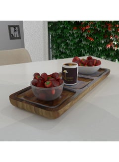 Buy Gracia Wooden Three Sectional Serving Tray in UAE