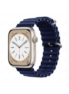 اشتري Silicone Hole Wavy Strap Compatible with Apple watch series 8 Ultra 49mm | 8 Ultra | 7 | 6 | 5 | 4 | 3 | SE (Midnight Blue) في مصر