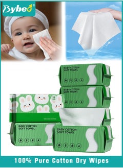 Buy 6 Packs Baby Cotton Tissue, Soft Baby Dry Wipe, Wet and Dry Use, Infant Cotton Towel, Made of Pure Cotton, 300 Count Unscented Disposable Facial Cotton Tissues for Baby Sensitive Skin in UAE