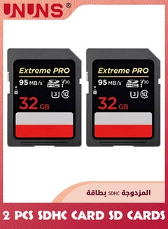 Buy 2-Pack 32GB 2-Pack SD Card,4K Camera Extreme,Class 10 U1 SDHC Memory Card,High Speed 4K Full HD Video Compatible With Canon/Nikon/Sony/Pentax/Kodak/Olympus/Panasonic Digital Camera in Saudi Arabia
