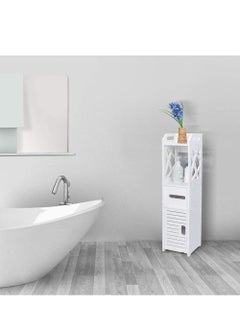 Buy Small Bathroom Storage Corner Floor Cabinet with Doors and Shelves Thin Toilet Vanity Cabinet Narrow Bath Sink Organizer Towel Storage Shelf in UAE