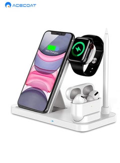 Buy Wireless Charger, 4 in 1 Qi-Certified 10W Fast Charger Station Compatible Apple Watch iPhone 11/11pro/11pro Max/X/XS/XR/Xs Max/8/8 Plus/AirPods Pro 3 2, Wireless Charger Stand Compatible Samsung in Saudi Arabia