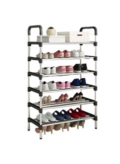 Buy Simple modern multi-layer assembly 6-layer storage shoe rack silver/black 60x26x110cm in Saudi Arabia