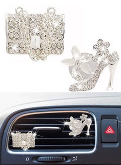 اشتري 2 Piece Crystal Car Accessories - Car Air Vent Clip Charms - Rhinestone Car Accessories - Diamond Car Accessories - Car Bling Accessories في الامارات