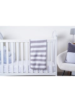 Buy Purity Stripe Cable Knit Baby Blanket 70x90 Grey in UAE