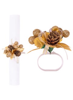 Buy Christmas Gold Floral Napkin Ring in UAE