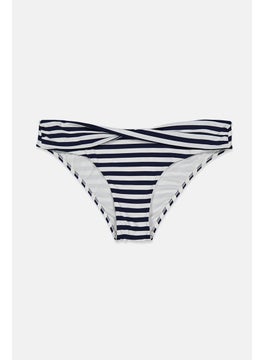 Buy Women 1 Pc Striped Bikini Bottom, Navy Combo in Saudi Arabia