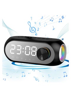 Buy Portable Bluetooth Speakers, Wireless Stereo Pairing Bluetooth Speaker, Mirror LED Display, Bluetooth, with Hands-Free Playback, Portable Design,Small Speaker for Travel,Outdoors,Party Black in UAE