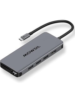 Buy 12 in 1 USB C Hub 4K HDMI and FHD VGA Dual Video Output Type C Hub, PD 100W, Gigabit Ethernet, 3 USB 3.0 Ports, USB C to 3.5mm, SD/TF Slot Multiport Adapter for MacBook Pro/Air 2023, HP, in UAE