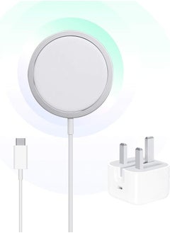 اشتري Magnetic Wireless Charger, 20W Fast UK Adapter, Charging Cable with USB C Compatible with iPhone 12/12 mini/12 Pro/12 Pro Max في مصر