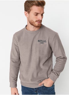 Buy Gray Regular/Normal Cut Warm Thick Fleece Sweatshirt TMNAW23SW00340 in Egypt