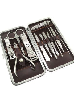 Buy Manicure Set,Arabest Professional Stainless Steel Personal Manicure Kit,12 in 1 silver Nail Care Tools for Men and Women Gift with Case in UAE