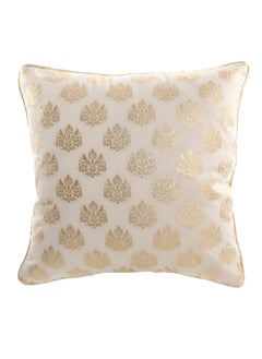 Buy Zari Puti Cushion Cover (White & Gold, Polyester, 40 x 40 cm) in UAE