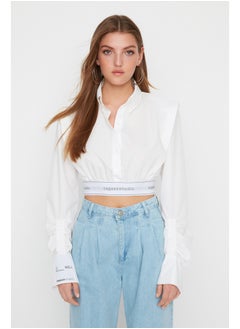 Buy White Crop Detailed Shirt in Egypt