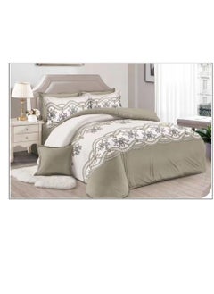 Buy 6-Pieces Glace Cotton Printed Fancy Comforters Set Fixed duvet, fitted bedsheets and pillowcase King Size F36 in UAE