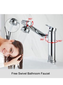 اشتري 1080° Swivel Kitchen Sink Faucet Bathroom Faucet Mixer Deck Mount Splash Resistant Shower Faucet في السعودية