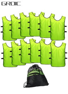 اشتري 12 Pack Scrimmage Training Vest, Sports Pinnies, Basketball Soccer Training Vest, Practice Jerseys, Practice Vest for Adult Youth Kids with Carry Bag. في الامارات