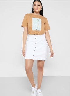 Buy Button Detail Skirt in UAE