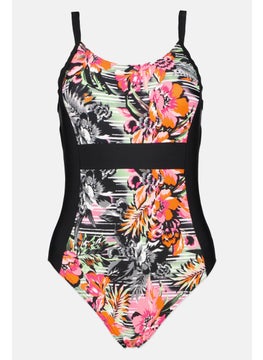 اشتري Women Printed Lightly Padded One Piece Swimsuit, Black Combo في الامارات