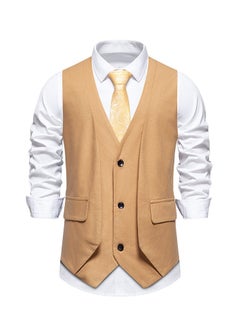 Buy New men's Retro V-Neck Fake Two Piece Vest in UAE