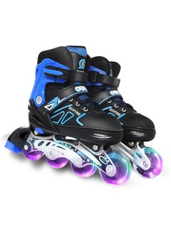 Buy Adjustable inline skates for kids, safe and durable rollers with 8 full illuminated illuminated wheels, fun flashing beginner inline skates for girls and boys in Saudi Arabia