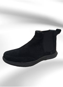 Buy Black suede Chelsea boots with genuine leather and a toe sole in Saudi Arabia