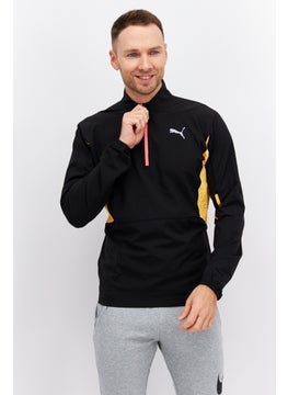 اشتري Men Half Zipper Long Sleeve Running Sweatshirt, Black Combo في الامارات