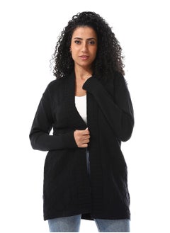 Buy Open Neckline Slip On Knitted Cardigan_ Black in Egypt