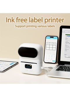 Buy M110 Label Printer, Wireless Connection, Thermal Inkless, Barcode Label Printer, Suitable For Small Business Office, Home Storage, Use Stickers, And Connect To Mobile Phones And Computers, With 1 Roll in UAE