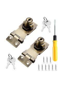 Buy 2 Packs 2.5 Inch Keyed Hasp Locks with Lock, Keyed Different Hasp Latch, Twist Knob Keyed Locking Hasp for Cabinet Small Door (Bronze) in UAE