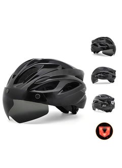 اشتري Adult bicycle helmet, adjustable mountain riding safety helmet with detachable magnetic goggles, suitable for both men and women，black في السعودية