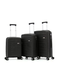 اشتري Unbreakable Hardshell PP Luggage Set with 8 Wheels Thick Shell Multi Layer PP 3 Piece Set, 20, 24, 28 Inch (Black) في السعودية