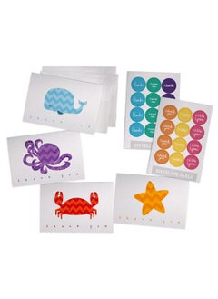 Buy Under The Sea Chevron Animals Thank You Cards Variety Pack For Baby Showers Or Kids 48 Cards With Envelopes And Colorful Sticker Seals in UAE