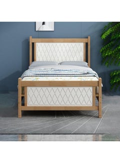 Buy Comfortable Wooden Bed Strong And Sturdy Modern Design Bed Frame Twin 120x190 Cm Oak-White in UAE