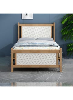 Buy Comfortable Wooden Bed Strong And Sturdy Modern Design Bed Frame Twin 120x190 Cm Oak-White in UAE