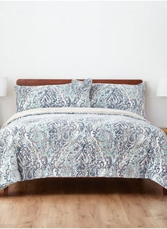 اشتري 3 Piece Fur Winter Comforter Set  Winter Madeline Damask Blue في السعودية