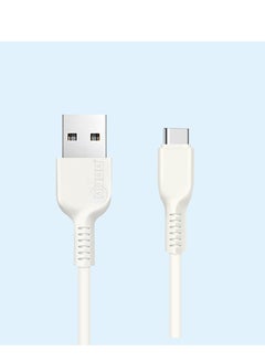 اشتري AFRA USB Charging Cable, White, 2.4A, With Data Transmission, USB A to Type C, 1 meter length, Durable, Heat Resistant, PVC Serrated Cable Cord, Compatible with Android, and other devices في الامارات