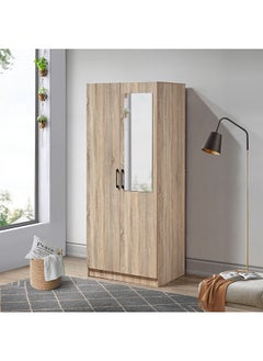 Buy Oasis Cambridge 2-Door Wardrobe with Mirror and Drawer with Lock 55 x 190 x 80 cm in Saudi Arabia