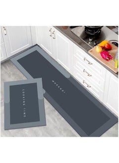 Buy 2 PCS Set Large Kitchen Mats With Thick Non Slip Bottom For Kitchen Floor With Beautiful Design (50×80CM And 50×160CM) in UAE