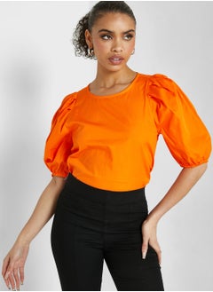 Buy Puff Sleeve Round Neck Top in UAE