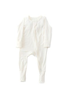 Buy Anvi Baby Organic Zipper Romper- Daisy White 95% Bamboo 5% Spandex - 3-6 months in UAE