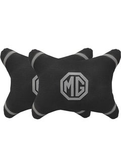 Buy Set Of 2 Fabric Comfortable Neck Pillow With Reflected MG Car Logo - Black White in Egypt