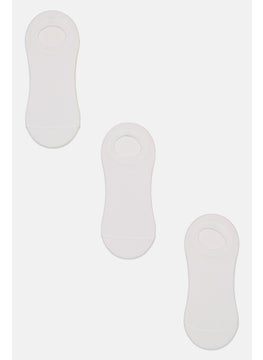 Buy Men 3 Pairs Plain Round Invisible Socks, White in UAE