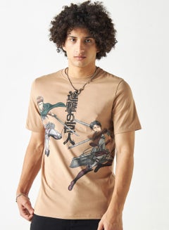 Buy Titan Print Crew Neck T-Shirt With Short Sleeves in UAE