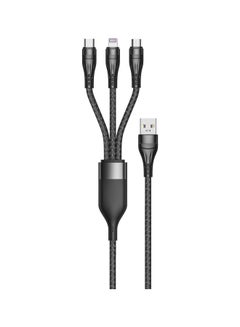 Buy 5A 3-in-1 Fast Charging Data Cable With Braided Nylon Charge and Sync Transfer Speed of 480Mbps 120Cm Black CA-631 in UAE