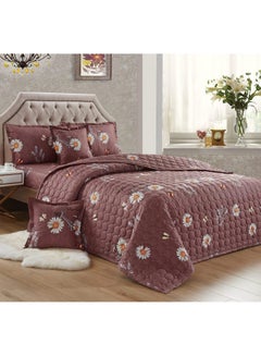 Buy 4 Pieces Compressed Floral Printed Comforter Set Single Size Includes 1 Comforter + 1 Bed sheet + 1 Pillowcase + 1 Cushioncase in Saudi Arabia