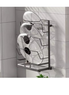 اشتري 3-Layer Pot Cover Holder Wall Mounted Pot Lid Kitchen Storage Rack J045 في السعودية