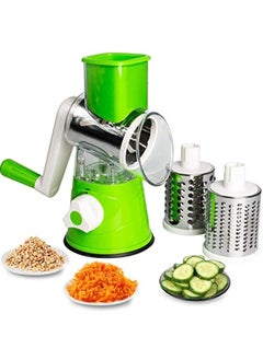 Buy Manual Tabletop Drum Cheese Grater, 3 In 1 Rotary Shredder Slicer Grinder For Cucumber Nut Potato Carrot Cheese, Vegetable Salad Shooter in UAE